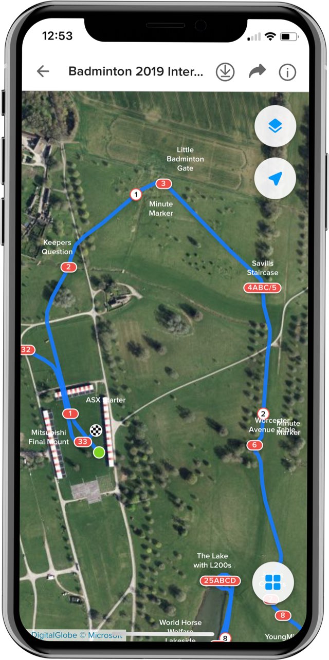 A map showing fence names next to the jumps.